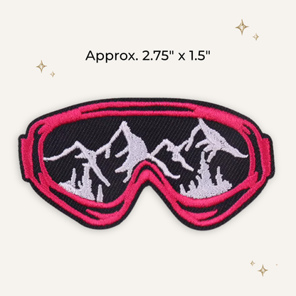 Hot Pink Mountain Ski Goggles Embroidered Patch