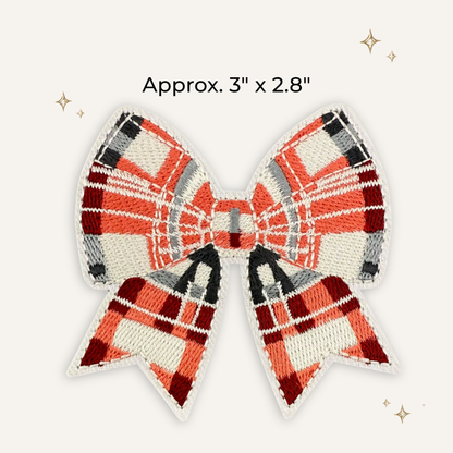Christmas Country Plaid Bow Embroidered Patch