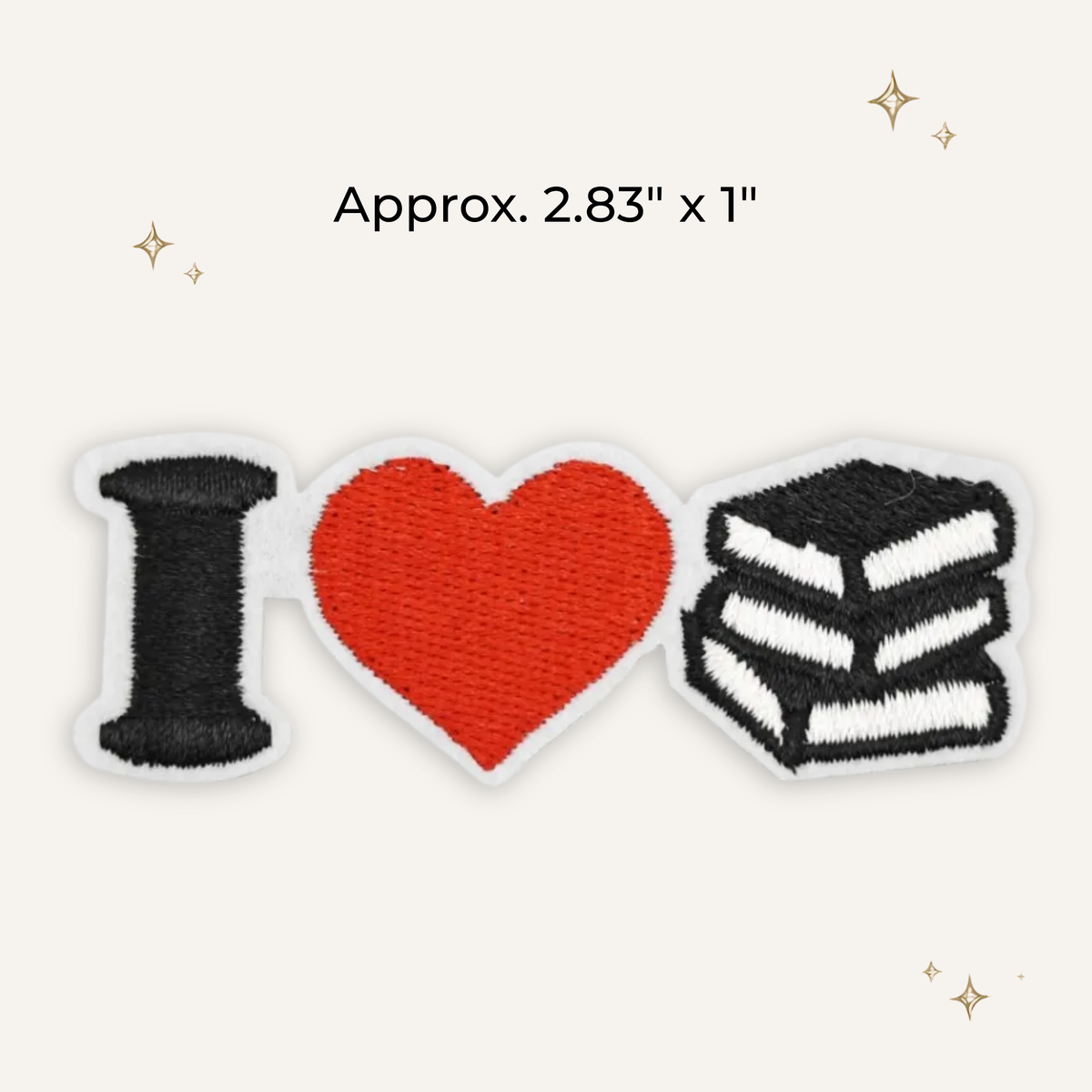 Retro I Love Books Embroidered Patch