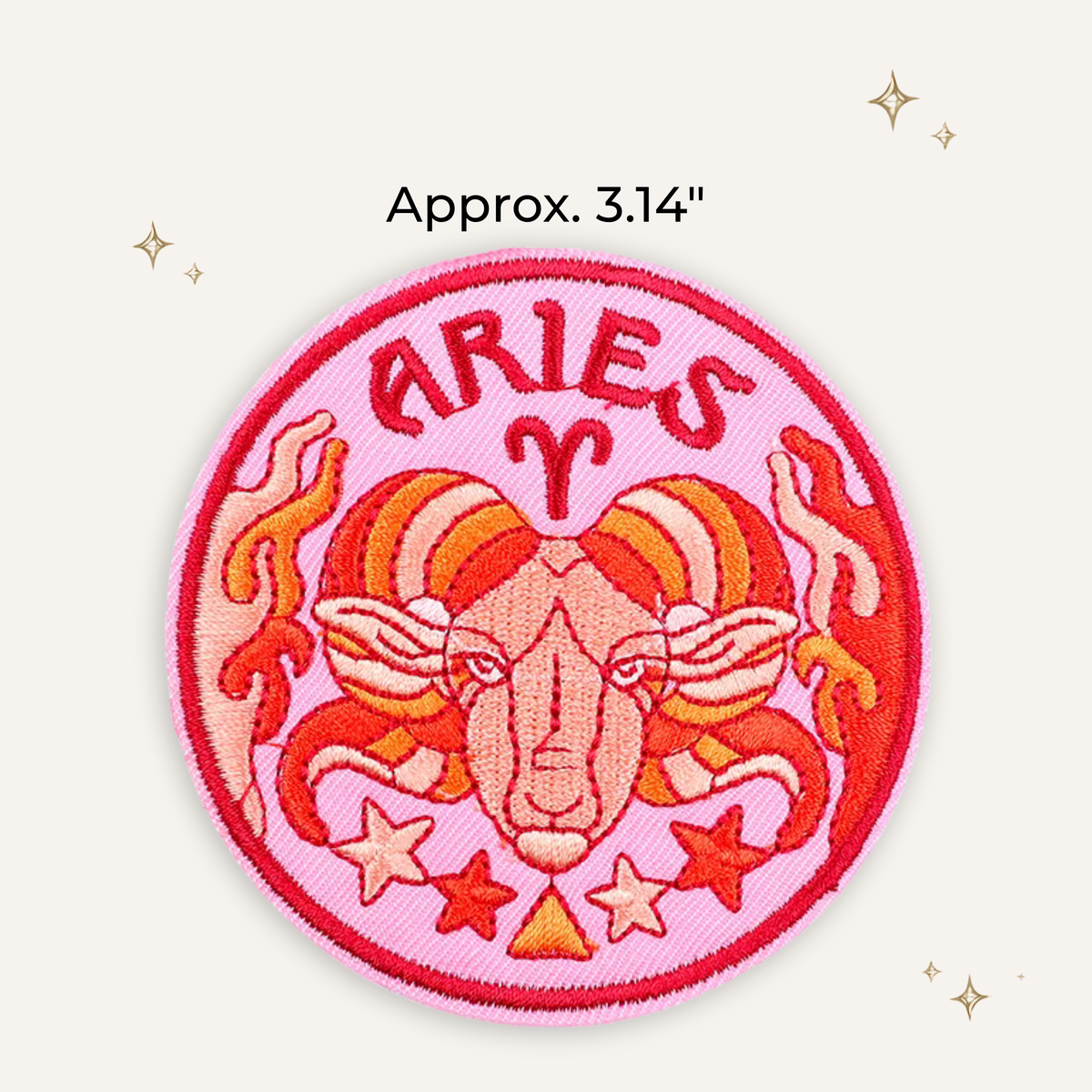 Retro Pastel Aries Zodiac Embroidered Patch