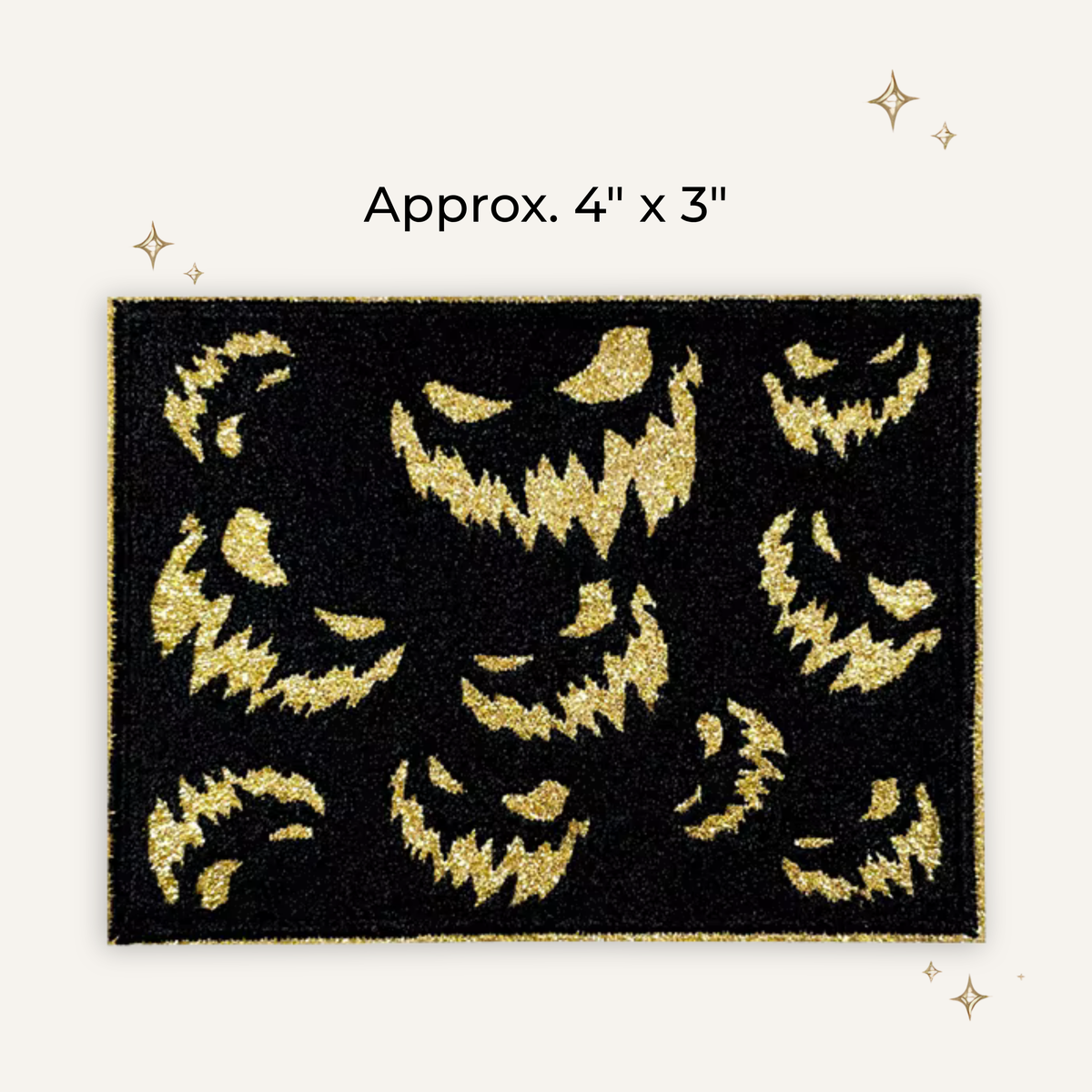 Halloween Face Gold Glitter Embroidered Patch