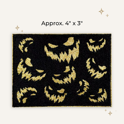 Halloween Face Gold Glitter Embroidered Patch