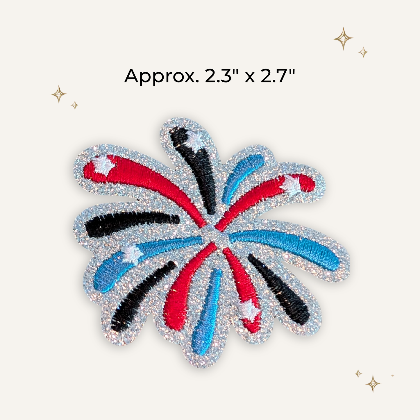 Fireworks w/Glitter Embroidered Patch- RTS