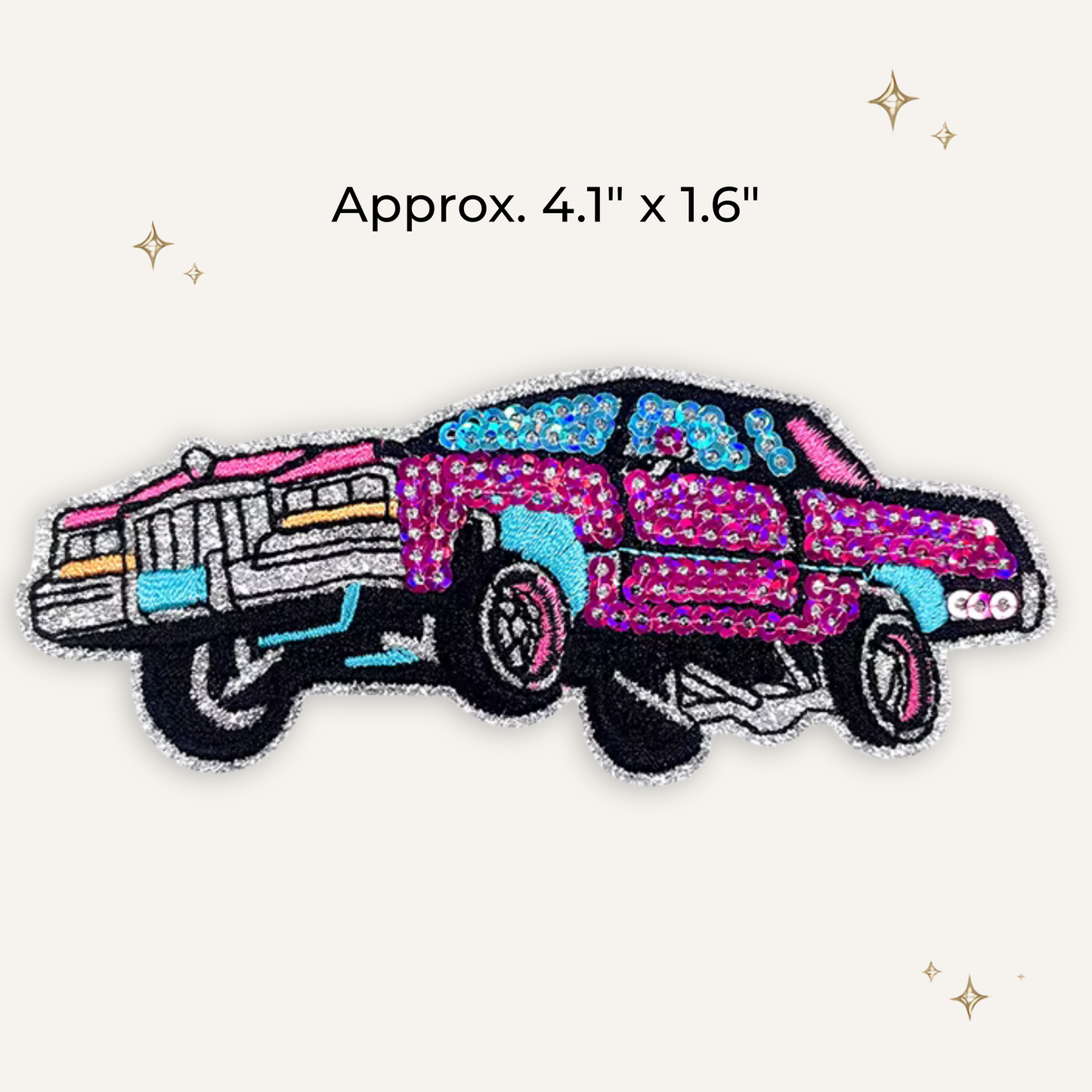 Lowrider Car 1 Sequin & Glitter Embroidered Patch