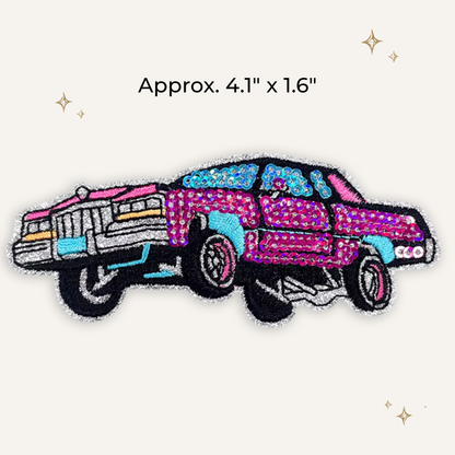 Lowrider Car 1 Sequin & Glitter Embroidered Patch