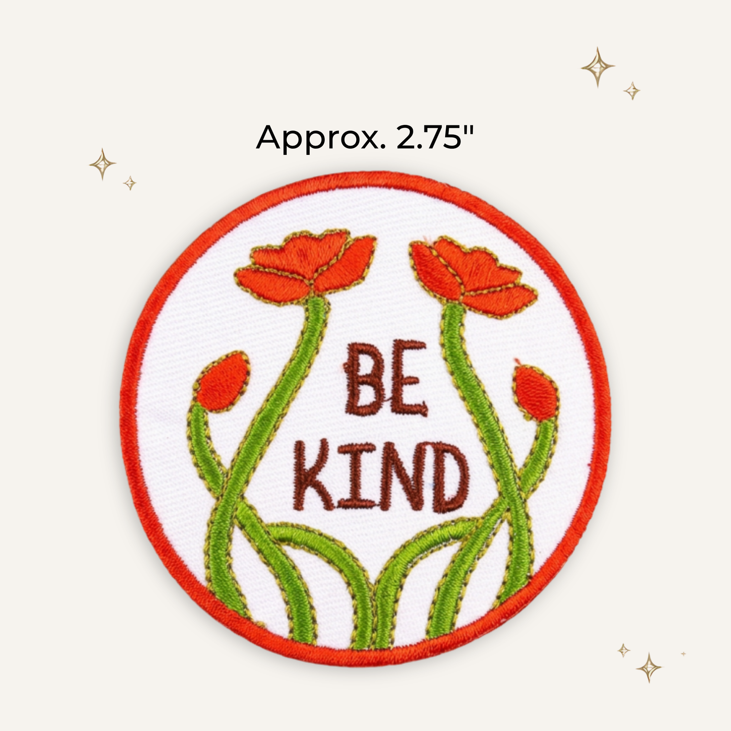 Be Kind Poppies Embroidered Patch