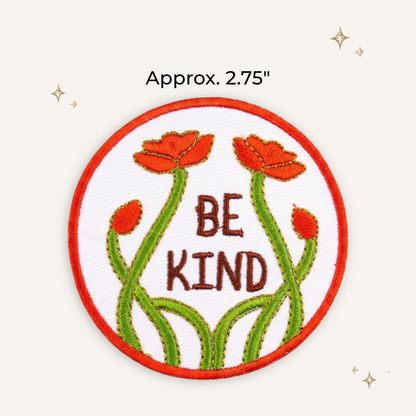 Be Kind Poppies Embroidered Patch