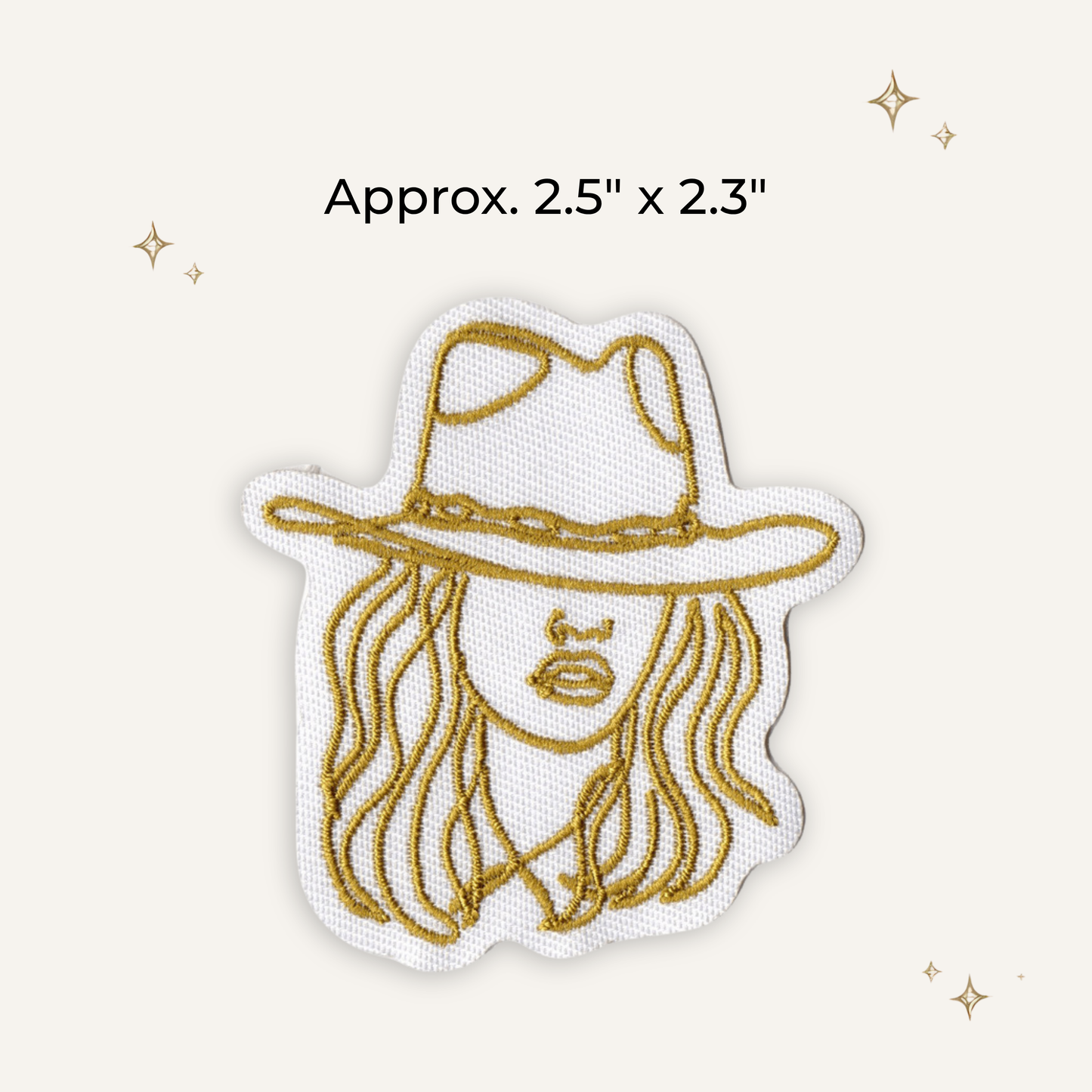 Cowgirl Gold Line Art Embroidered Patch