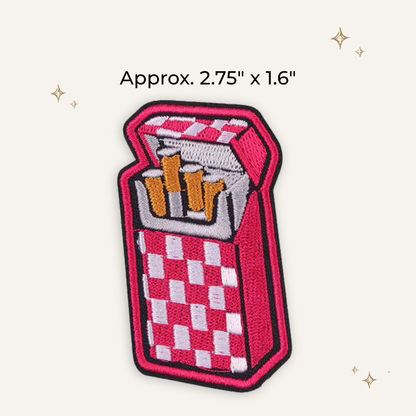 Hot Pink Checkered Cig Pack Embroidered Patch