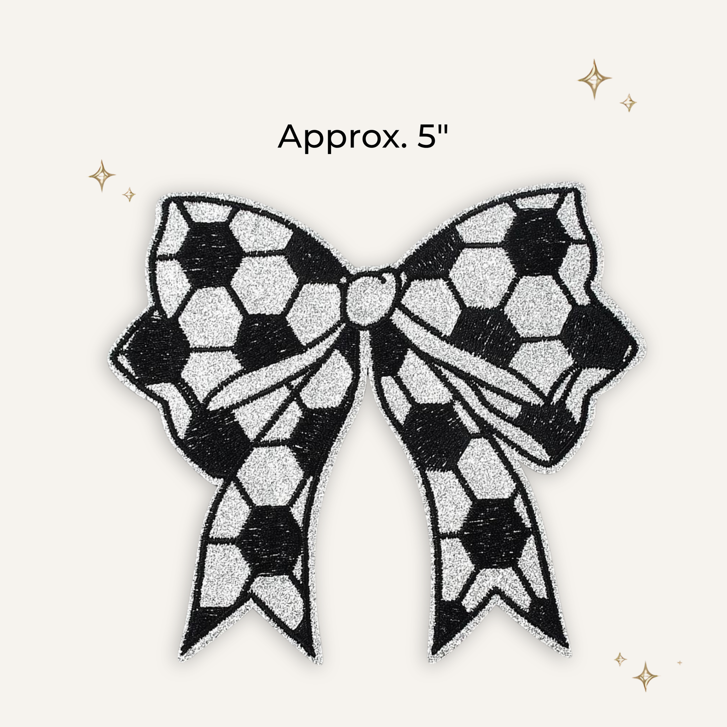 Soccer Glitter Bow Embroidered Patch