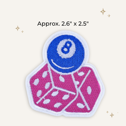 Pink Dice Blue 8 Ball Embroidered Patch
