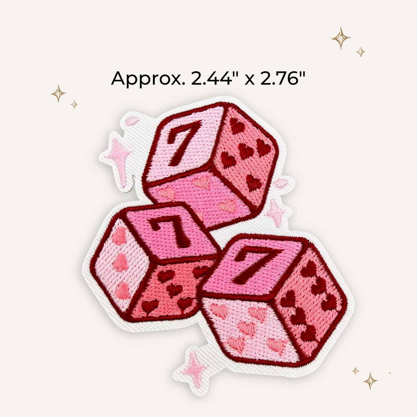 Lucky 7 Pink Dice Embroidered Patch