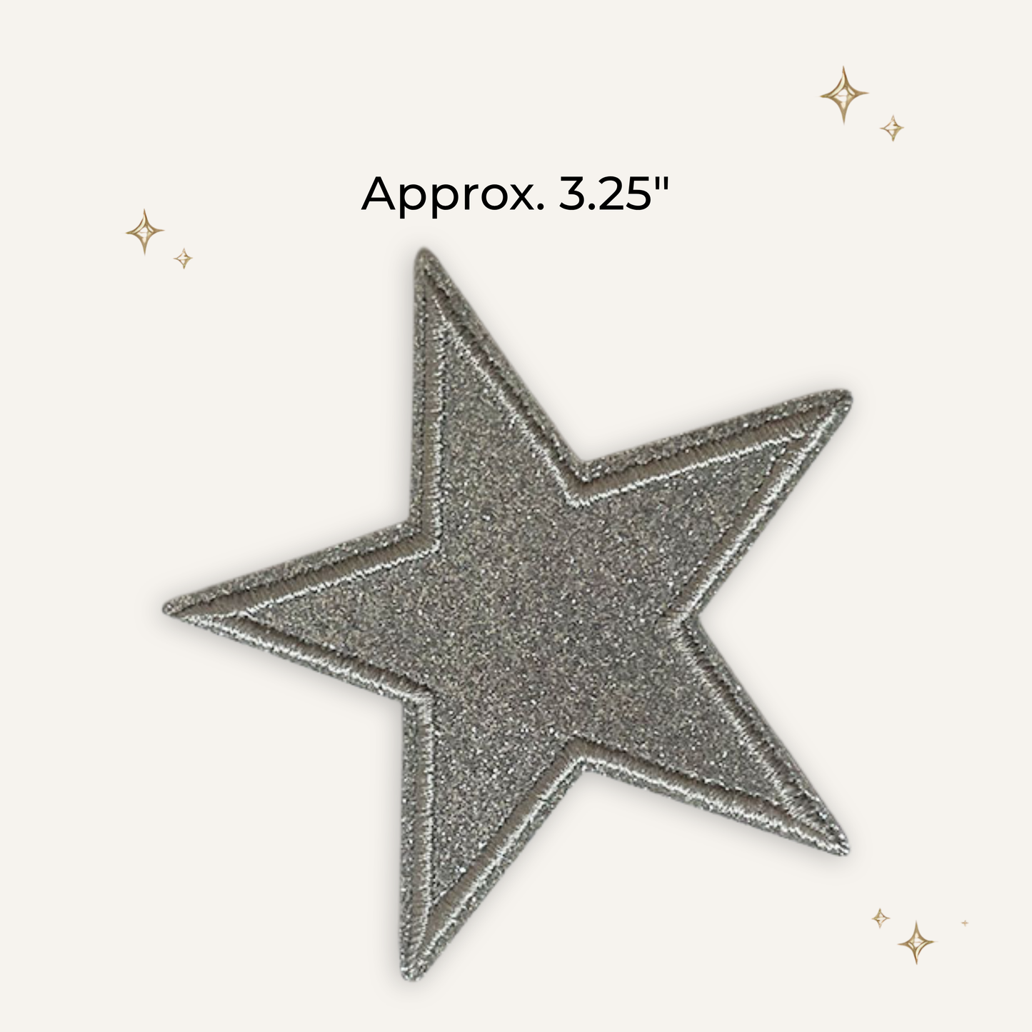 Silver Glitter Star 3.25" Embroidered Patch