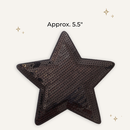 Black Sequin Star 5.5" Embroidered Patch
