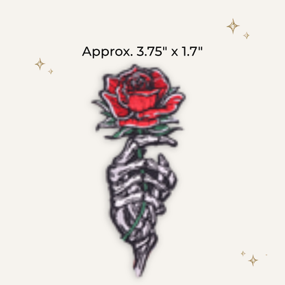 Rose Skull Hand Lg Embroidered Patch- RTS