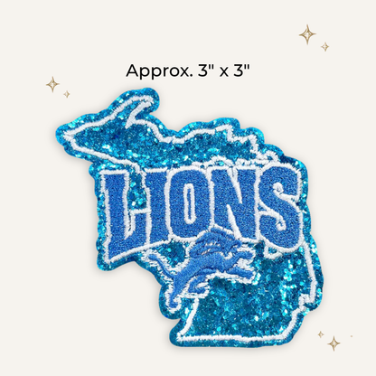 Detroit Lions State Glitter Embroidered Patch