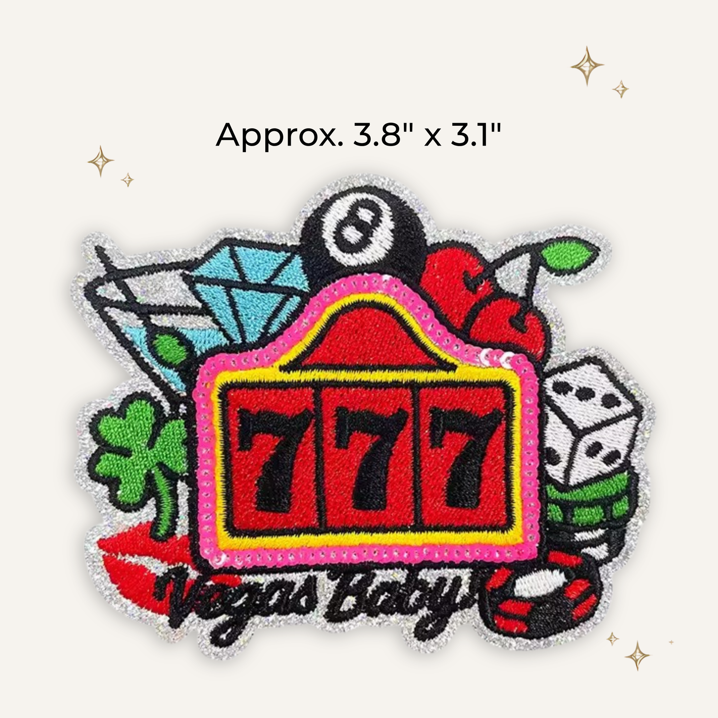 Vegas Baby! Glitter Embroidered Patch