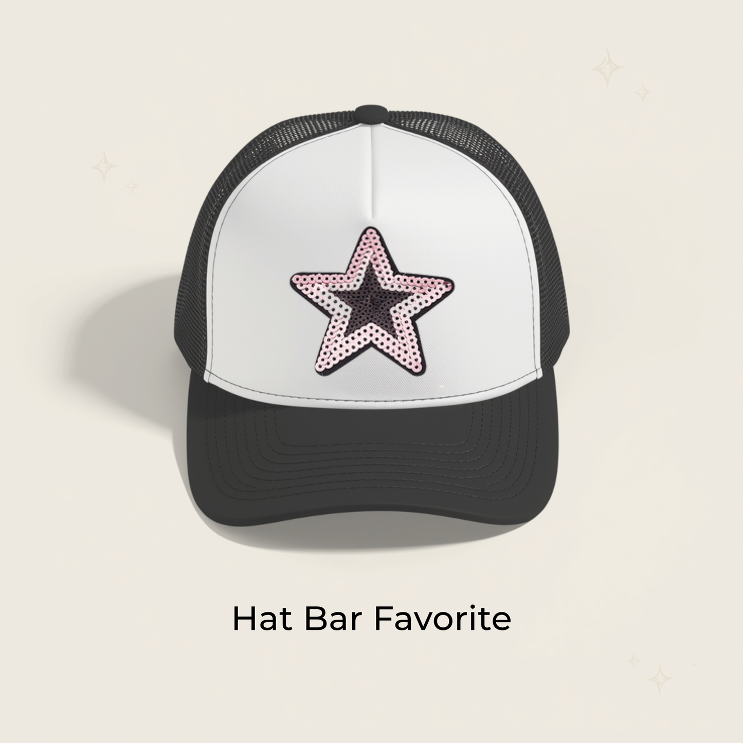 Pink/Black Star Sequin Patch- RTS