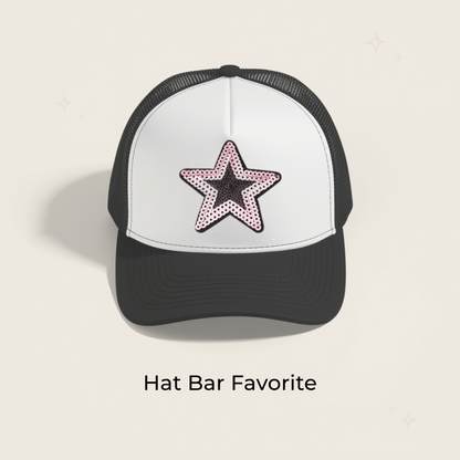 Pink/Black Star Sequin Patch- RTS