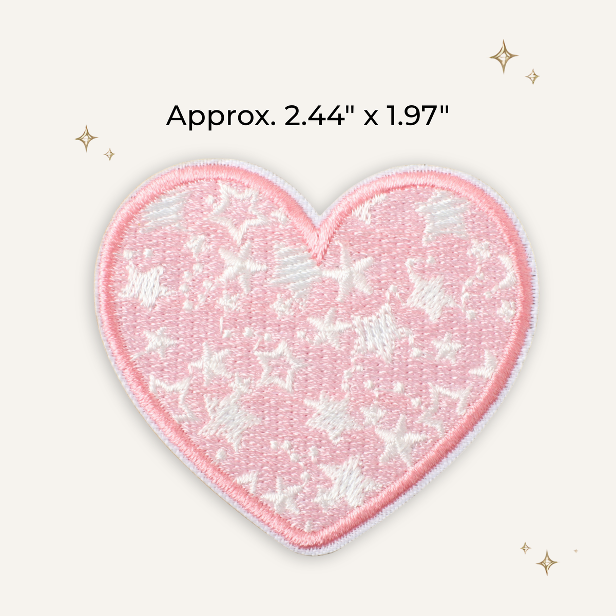 Preppy Pink Stars Heart Embroidered Patch