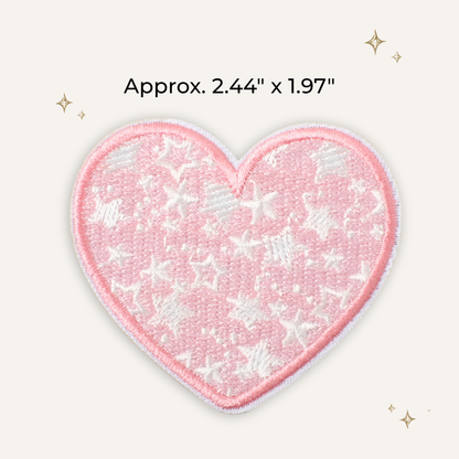 Preppy Pink Stars Heart Embroidered Patch