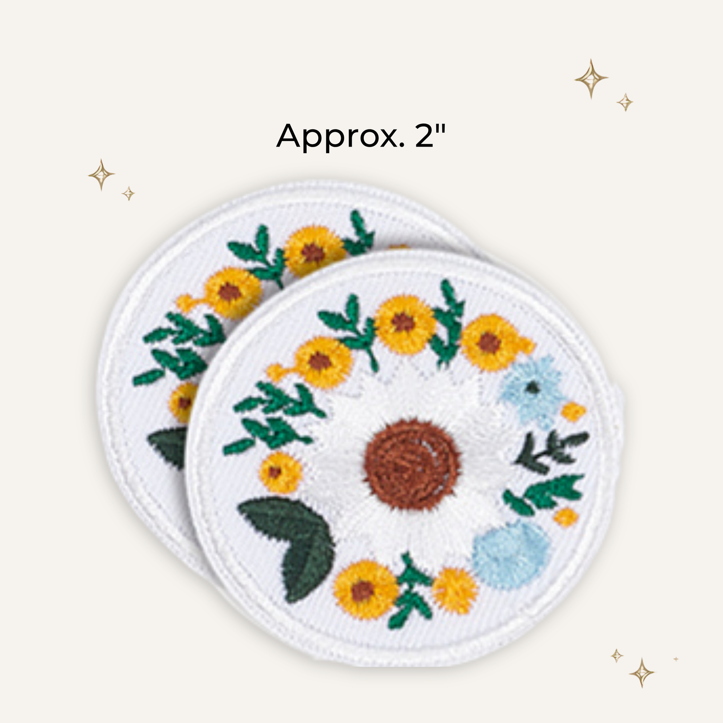 Cottage Floral White Sunflower Embroidered Patch