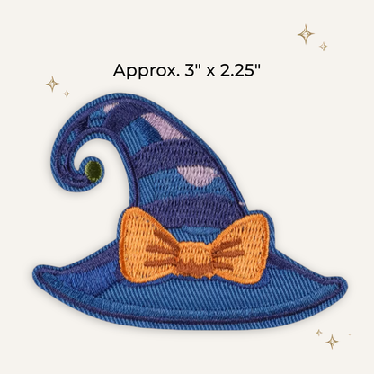 Witchy Hat Blue & Orange Bow Embroidered Patch