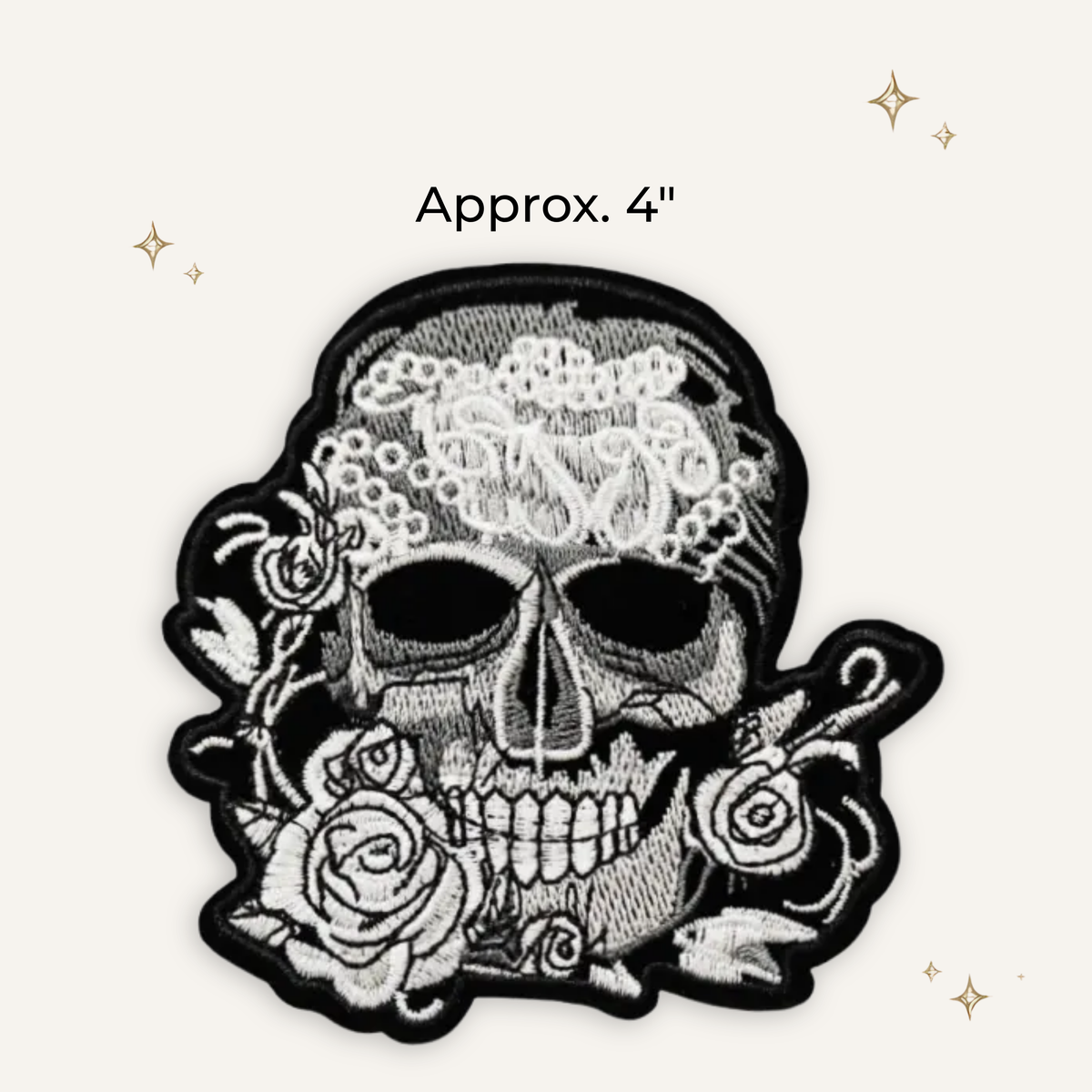 Lace Rose Skull Embroidered Patch