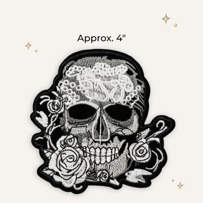 Lace Rose Skull Embroidered Patch