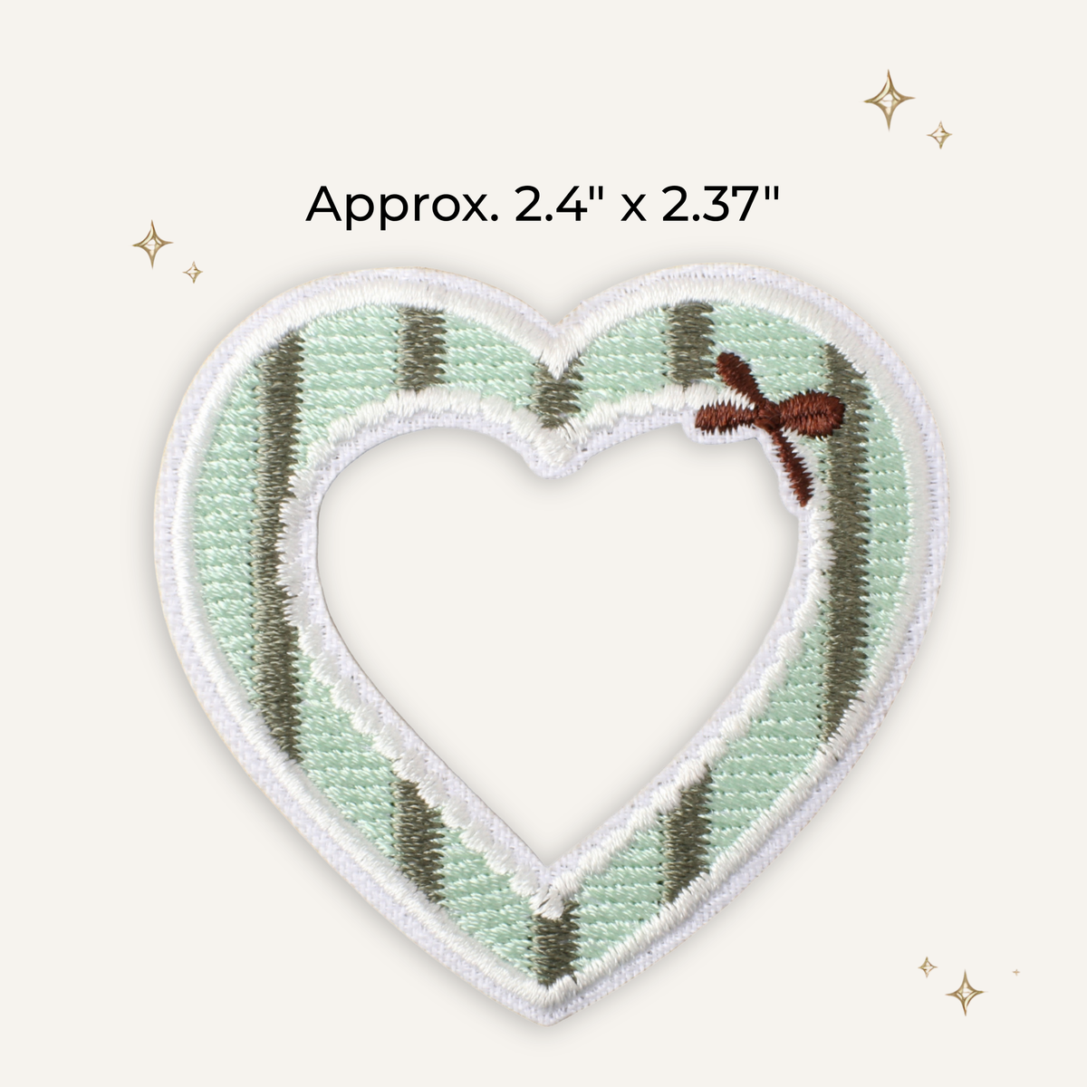 Preppy Green & Brown Hollow Heart Embroidered Patch