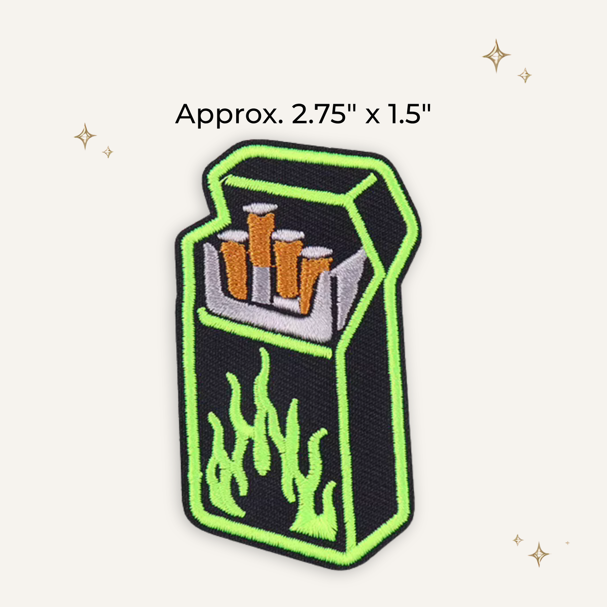 Lime Green Flame Cig Pack Embroidered Patch