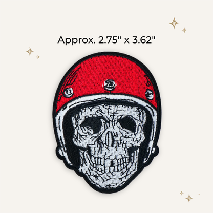 Skull Biker Helmet Embroidered Patch