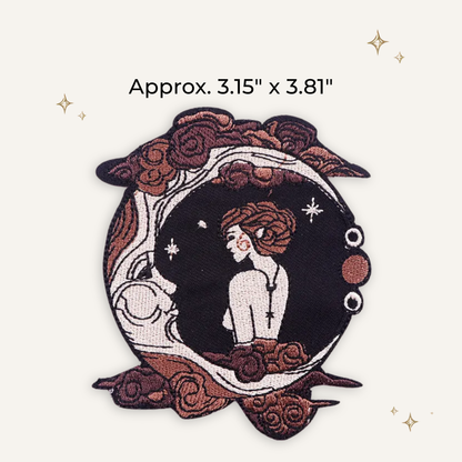 Moon Girl Brown & Black Embroidered Patch