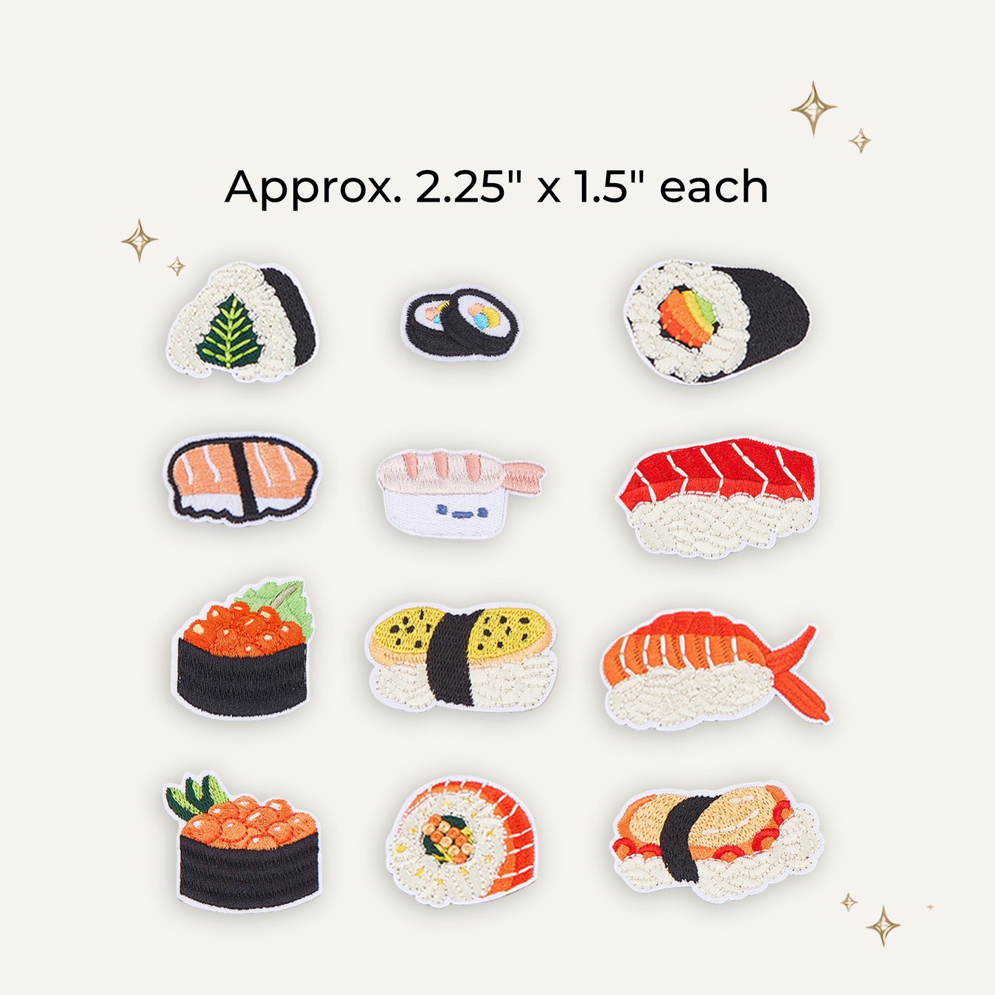 Sushi 12 Pack Mini Embroidered Patch