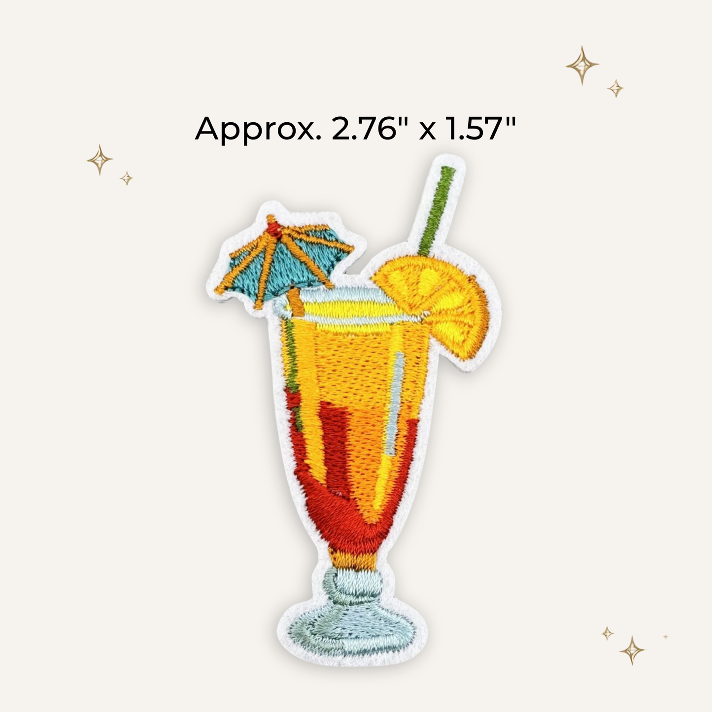 Tropical Orange Drink Lg Embroidered Patch