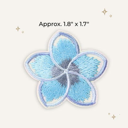 Hawaiian Plumeria Blue Embroidered Patch