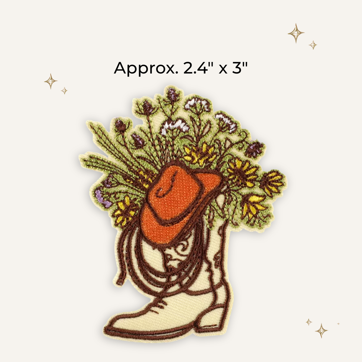 Cowboy Boot Wildflowers Embroidered Patch