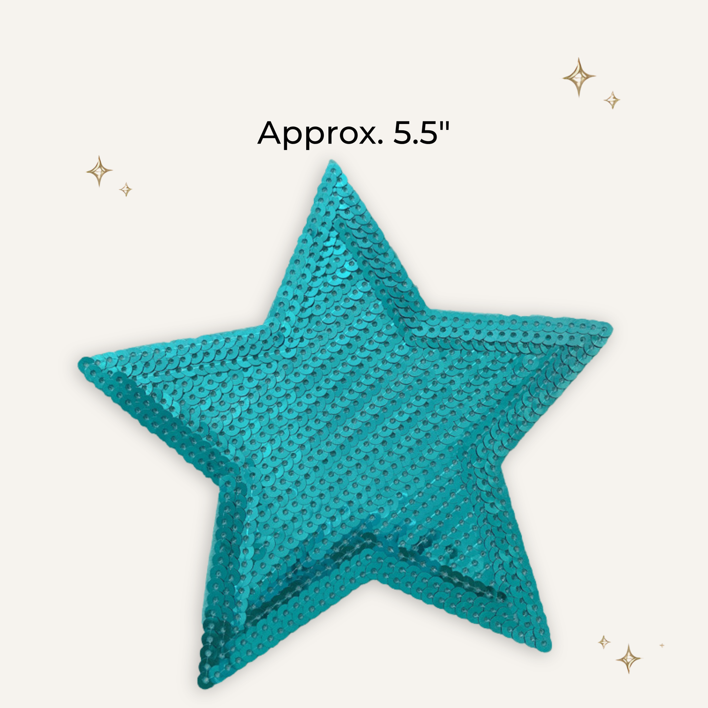 Turquoise Sequin Star 5.5" Embroidered Patch