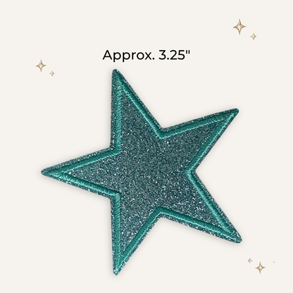 Turquoise Glitter Star 3.25" Embroidered Patch