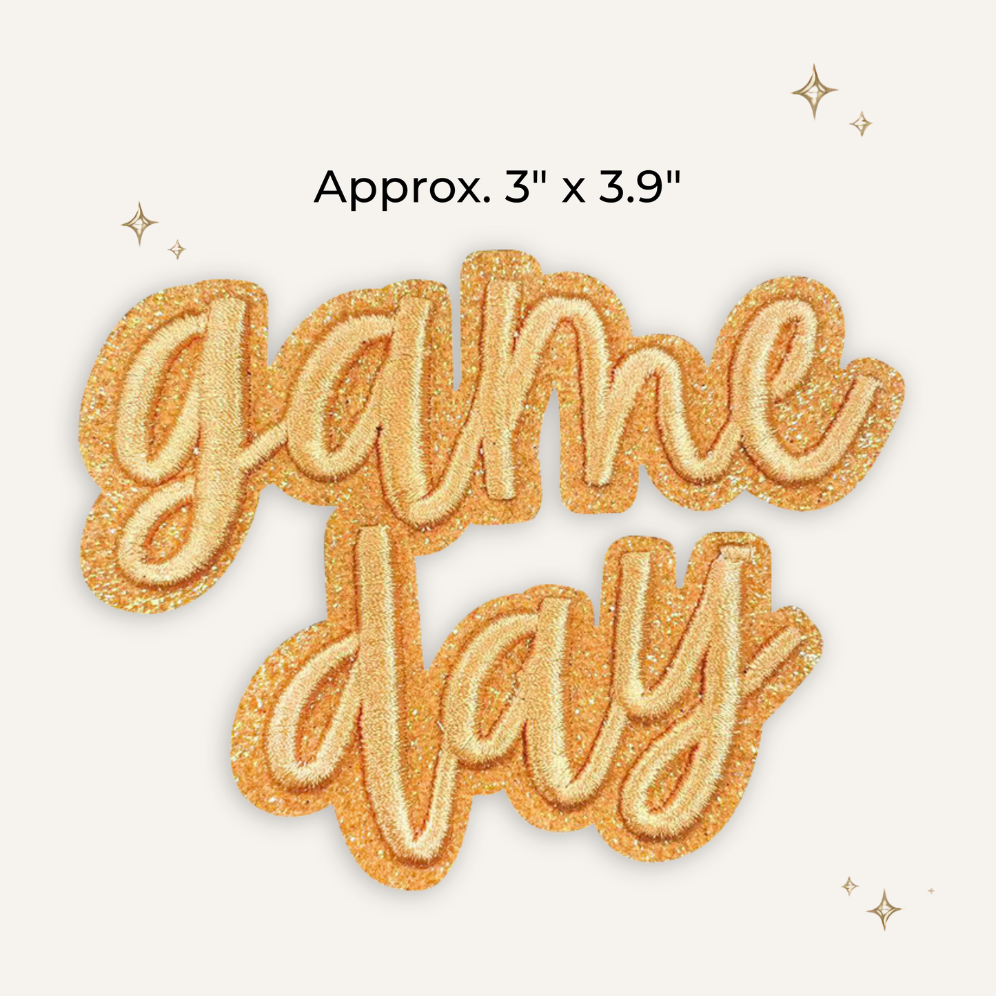 Game Day Gold Script Glitter Embroidered Patch