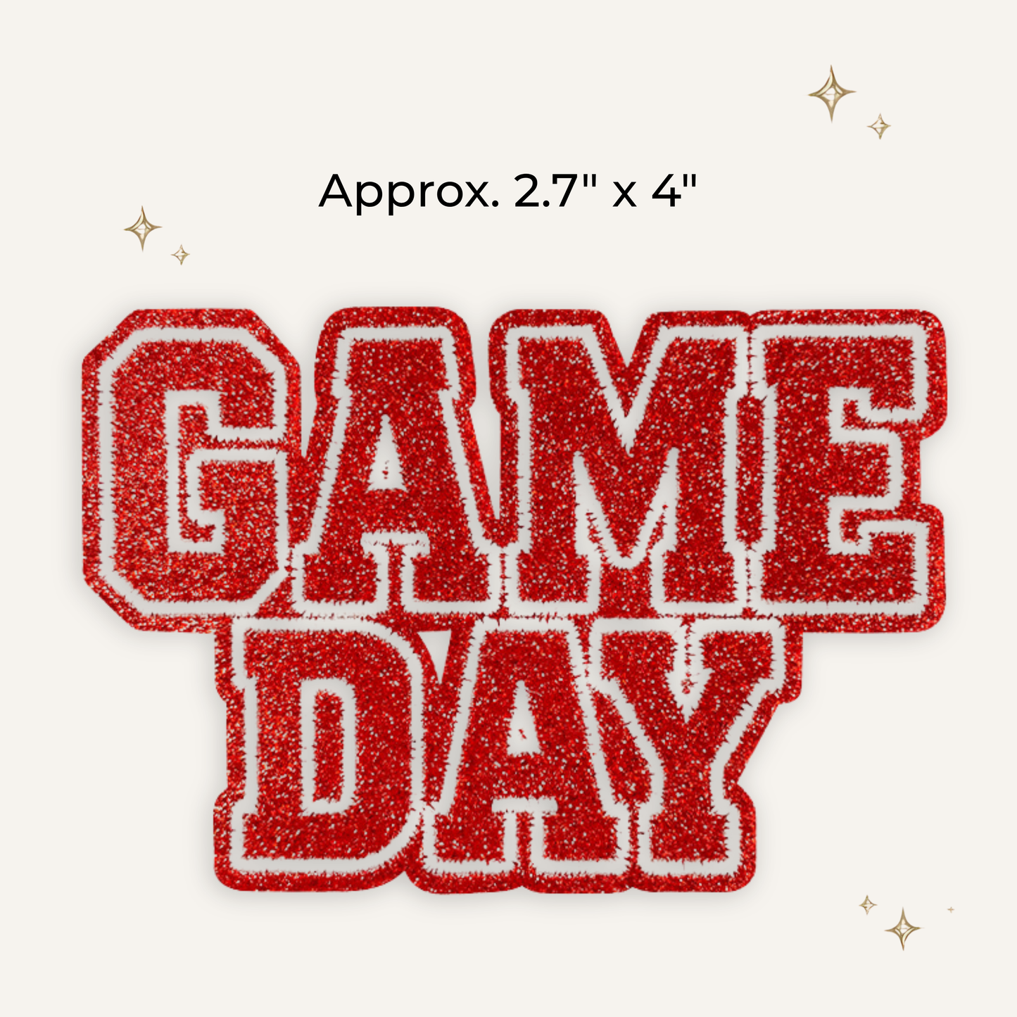 Game Day Red Block Glitter Embroidered Patch