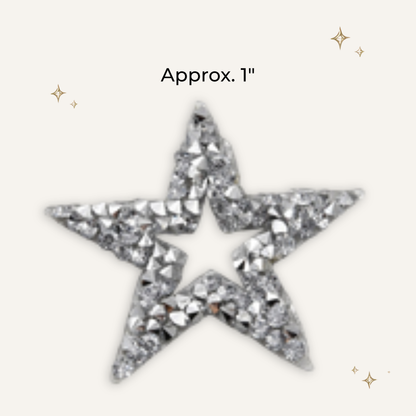 White Hollow Star Rhinestone Patch- RTS