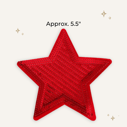 Red Sequin Star 5.5" Embroidered Patch