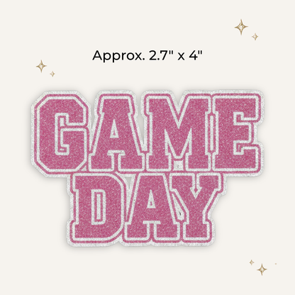 Game Day Pink Block Glitter Embroidered Patch