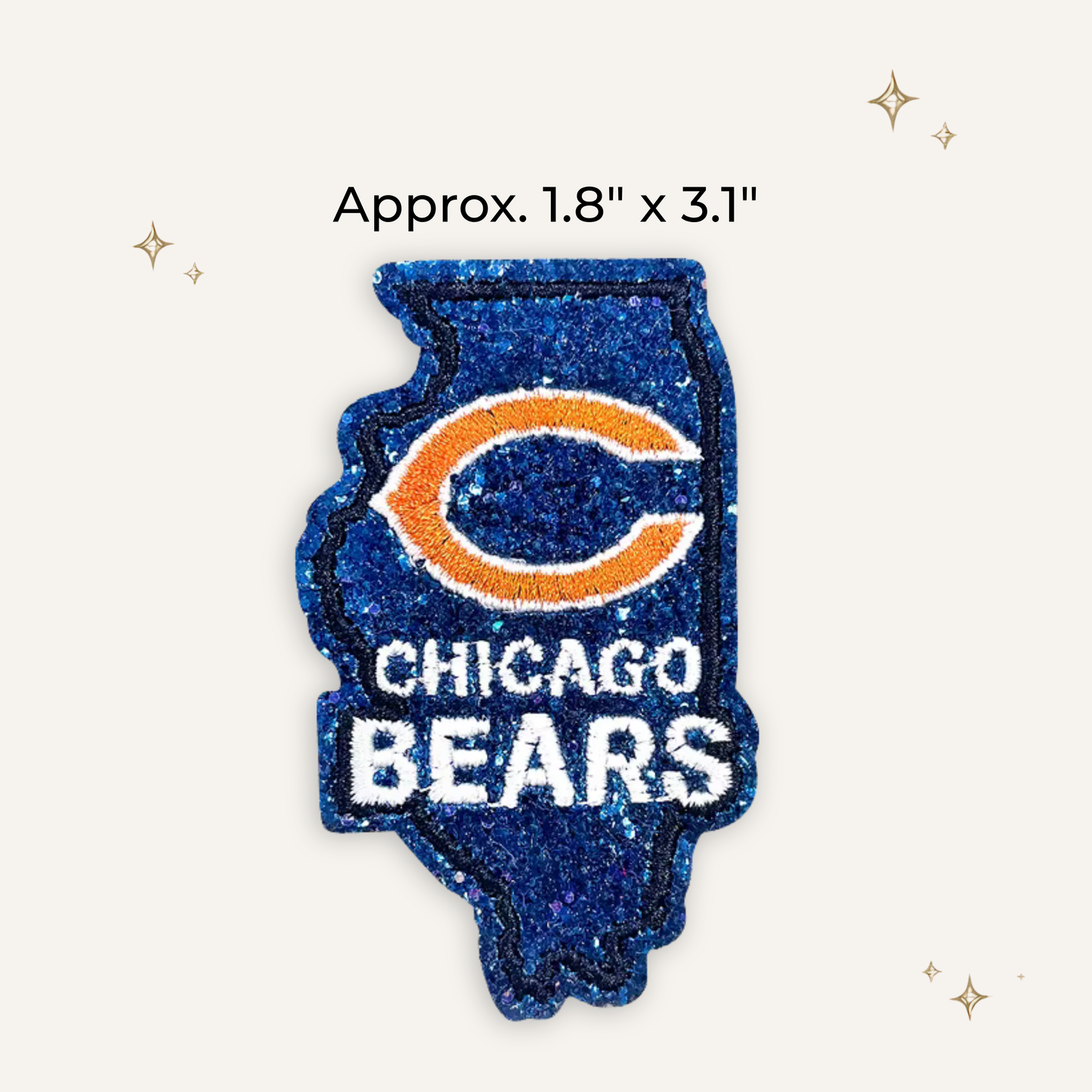 Chicago Bears State Glitter Embroidered Patch