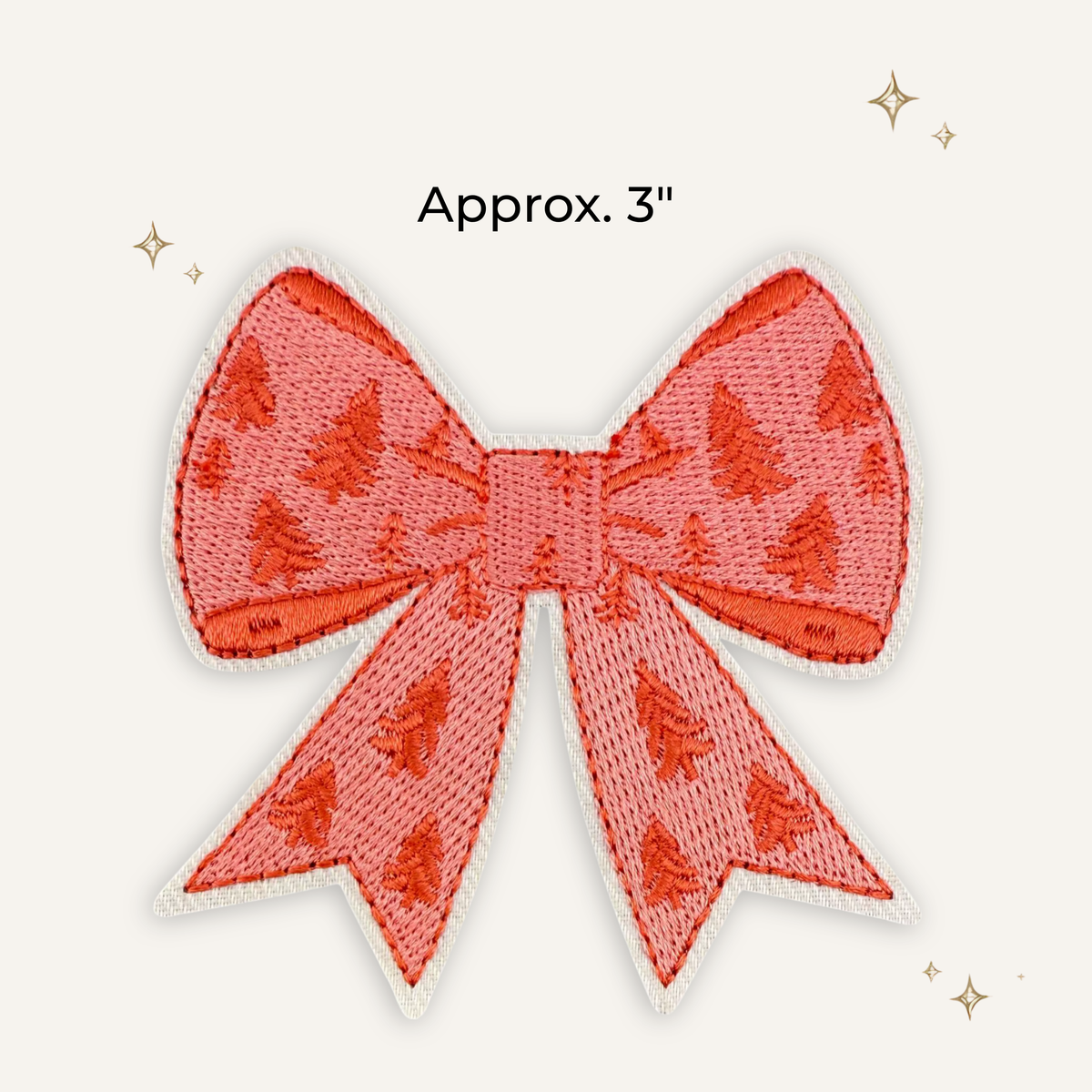 Christmas Preppy Pink Tree Bow Embroidered Patch
