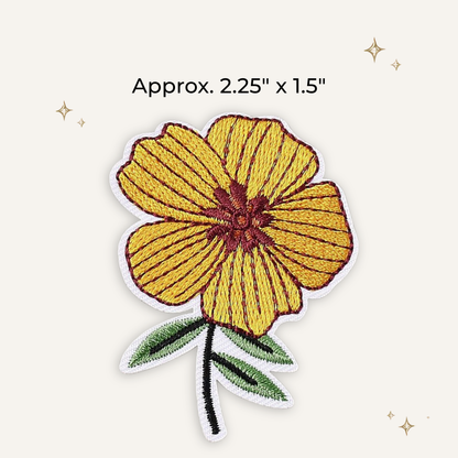 Yellow Flower Stem Embroidered Patch