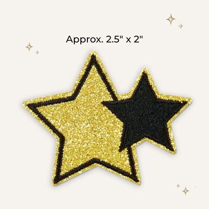Gold & Black Double Stars Embroidered Patch