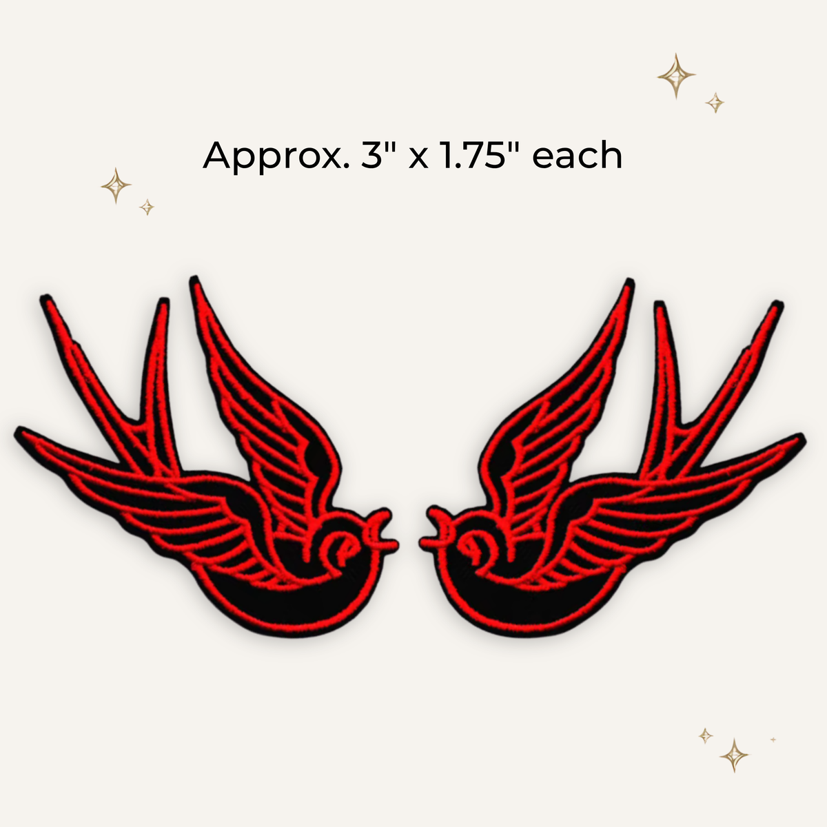 Swallow Pair Red & Black Embroidered Patch