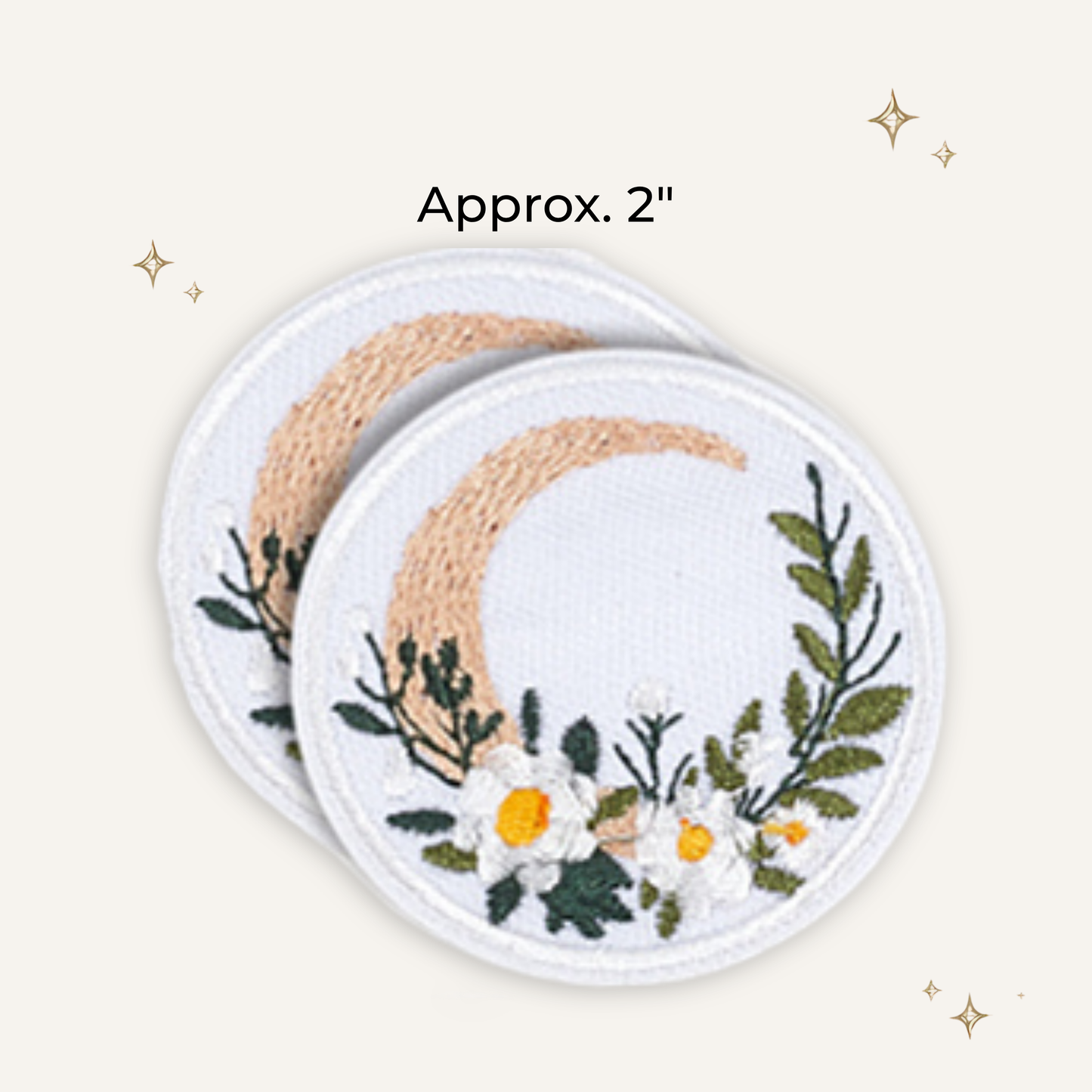 Cottage Floral Daisy Moon Embroidered Patch
